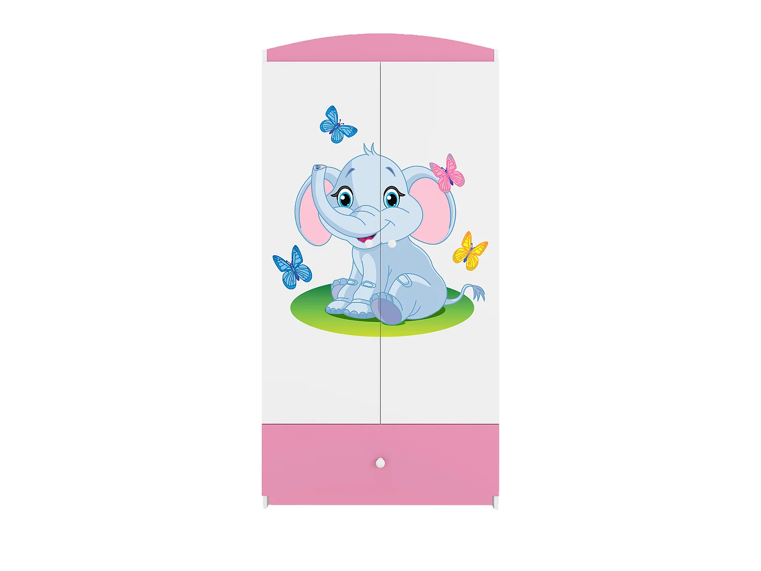 Kinderkleiderschrank Babydreams Drehtürenschrank Kleiderschrank Elefant Hellrosa