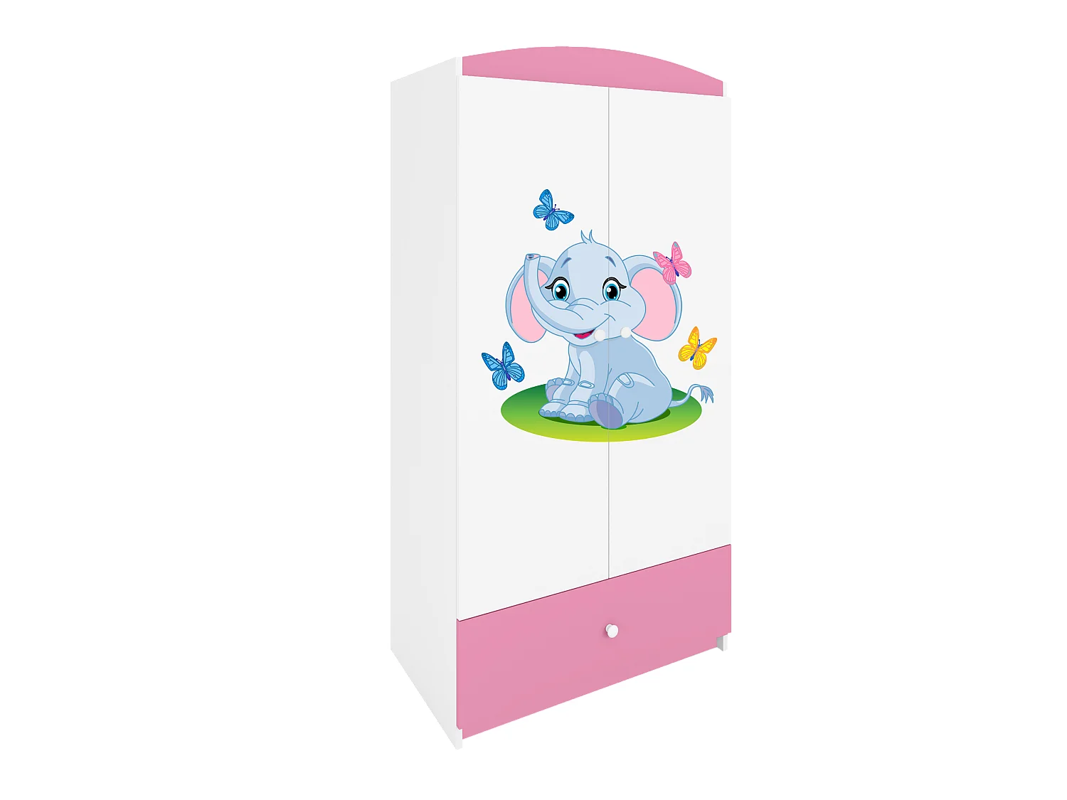 Kinderkleiderschrank Babydreams Drehtürenschrank Kleiderschrank Elefant Hellrosa