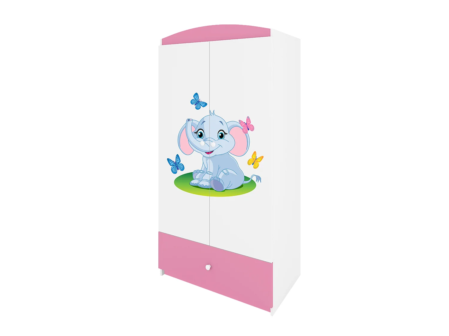 Kinderkleiderschrank Babydreams Drehtürenschrank Kleiderschrank Elefant Hellrosa