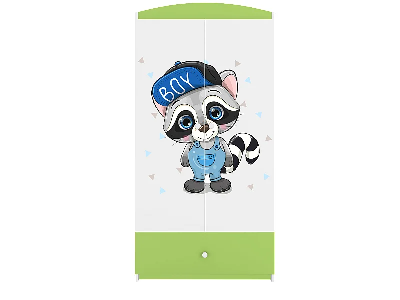 Kinderkleiderschrank Babydreams Drehtürenschrank Kleiderschrank Waschbär Grün