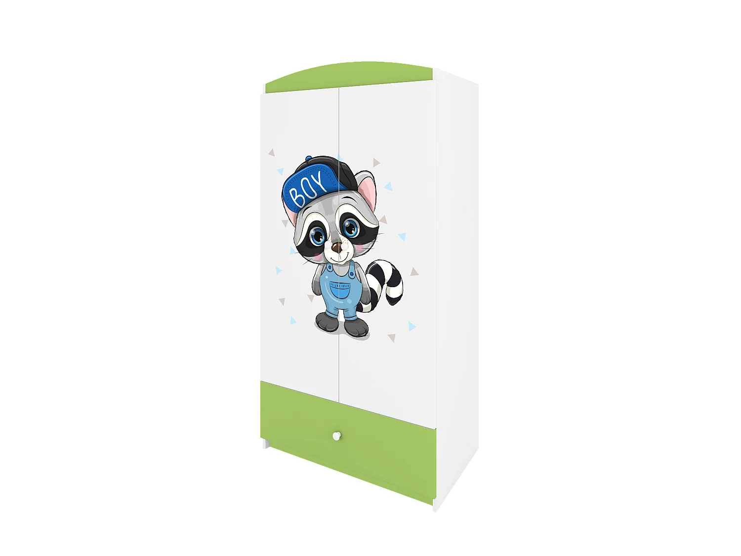 Kinderkleiderschrank Babydreams Drehtürenschrank Kleiderschrank Waschbär Grün