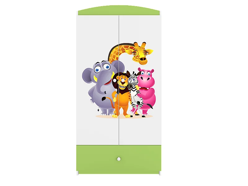 Kinderkleiderschrank Babydreams Drehtürenschrank Kleiderschrank ZOO Grün
