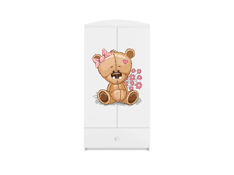 Kinderkleiderschrank Babydreams Drehtürenschrank Kleiderschrank Teddybär II Weiß