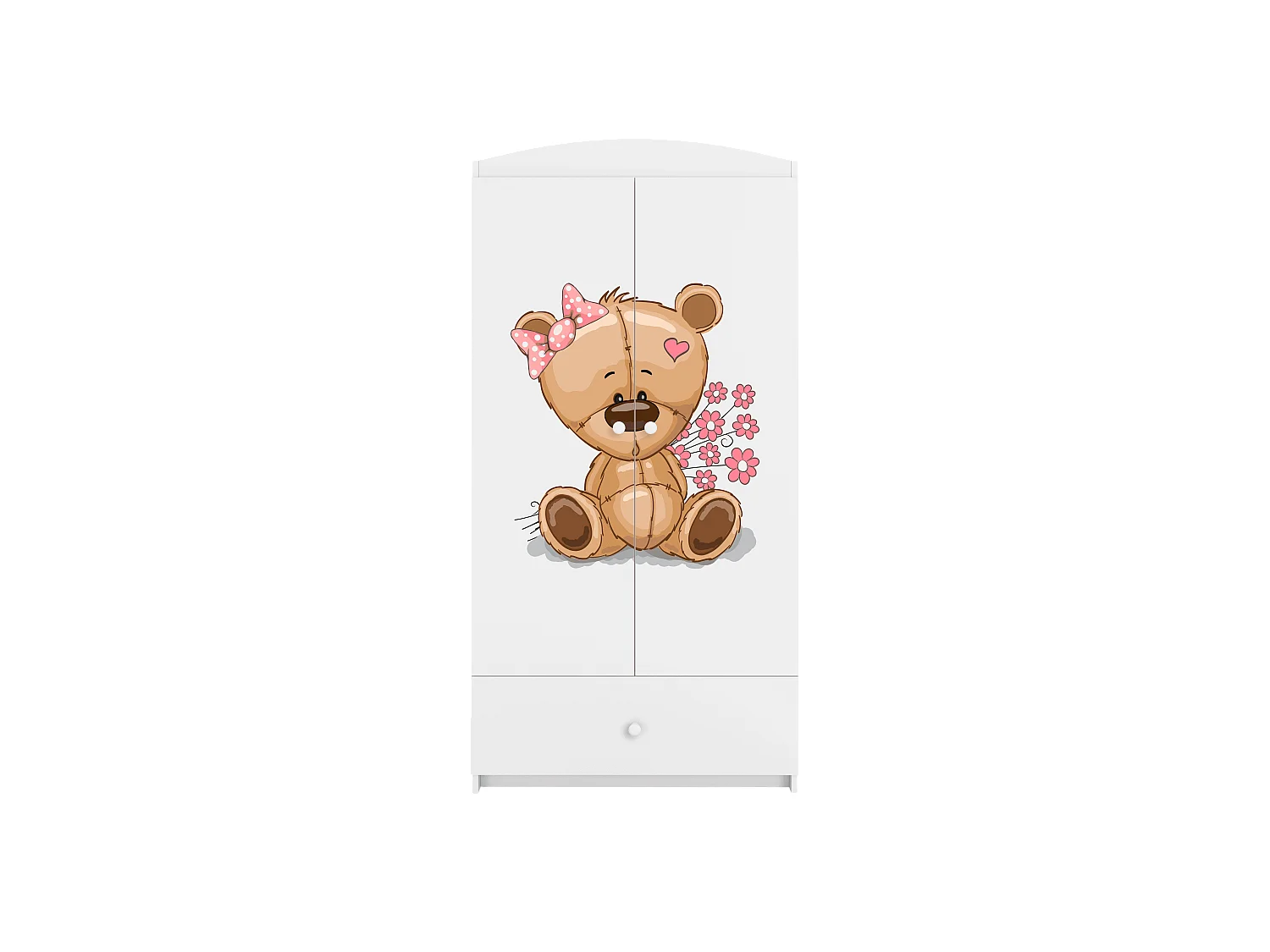 Kinderkleiderschrank Babydreams Drehtürenschrank Kleiderschrank Teddybär II Weiß