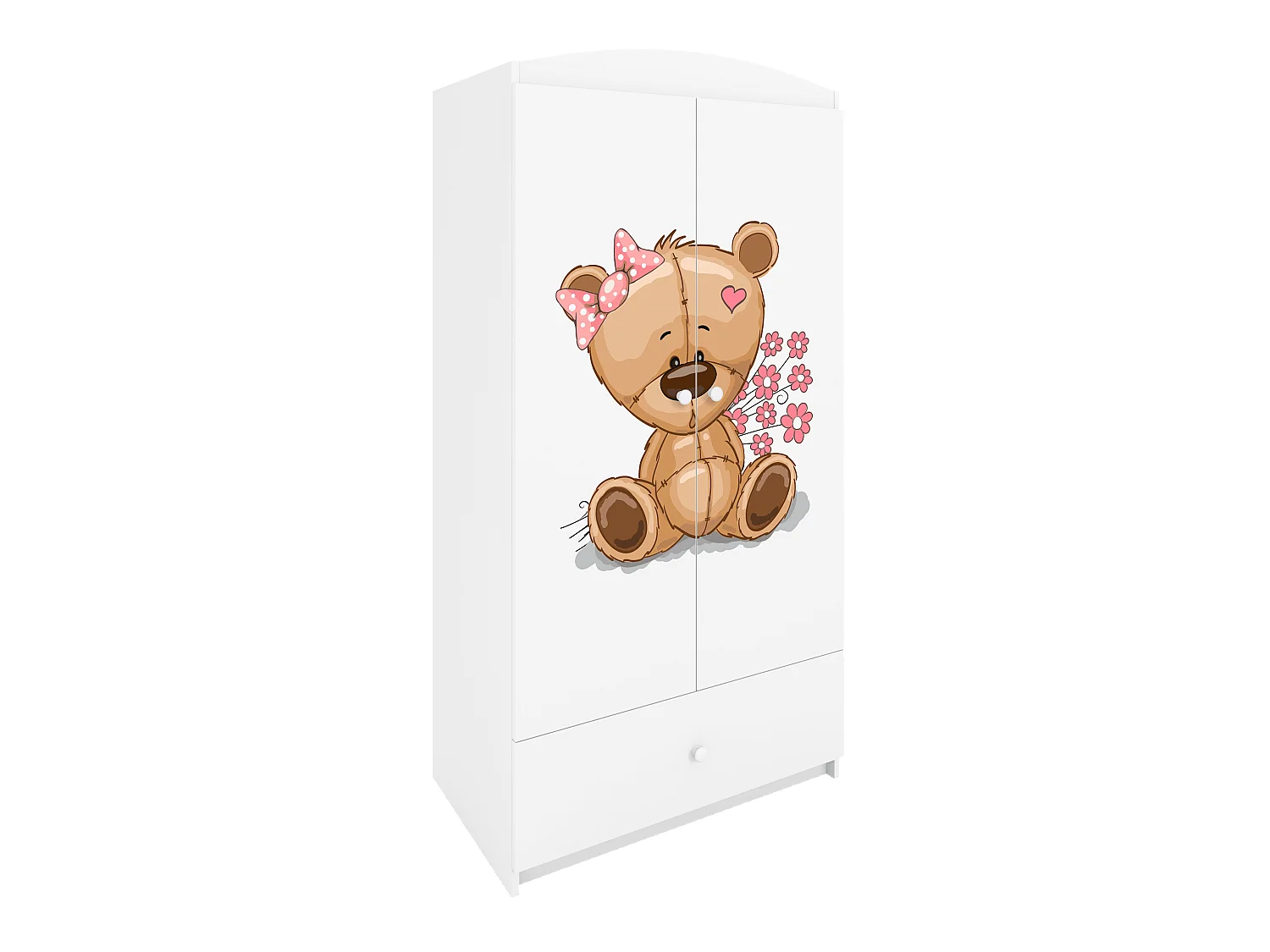 Kinderkleiderschrank Babydreams Drehtürenschrank Kleiderschrank Teddybär II Weiß