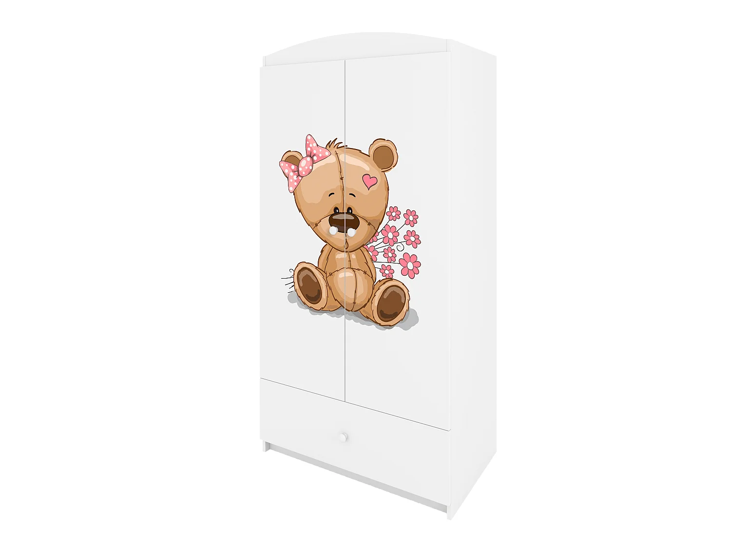 Kinderkleiderschrank Babydreams Drehtürenschrank Kleiderschrank Teddybär II Weiß