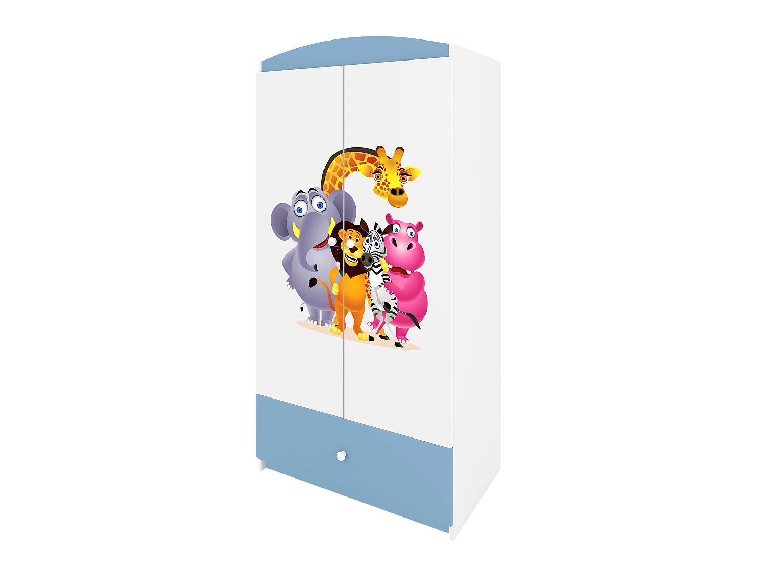 Kinderkleiderschrank Babydreams Drehtürenschrank Kleiderschrank ZOO Blau