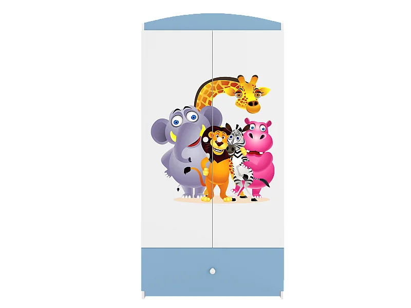 Kinderkleiderschrank Babydreams Drehtürenschrank Kleiderschrank ZOO Blau