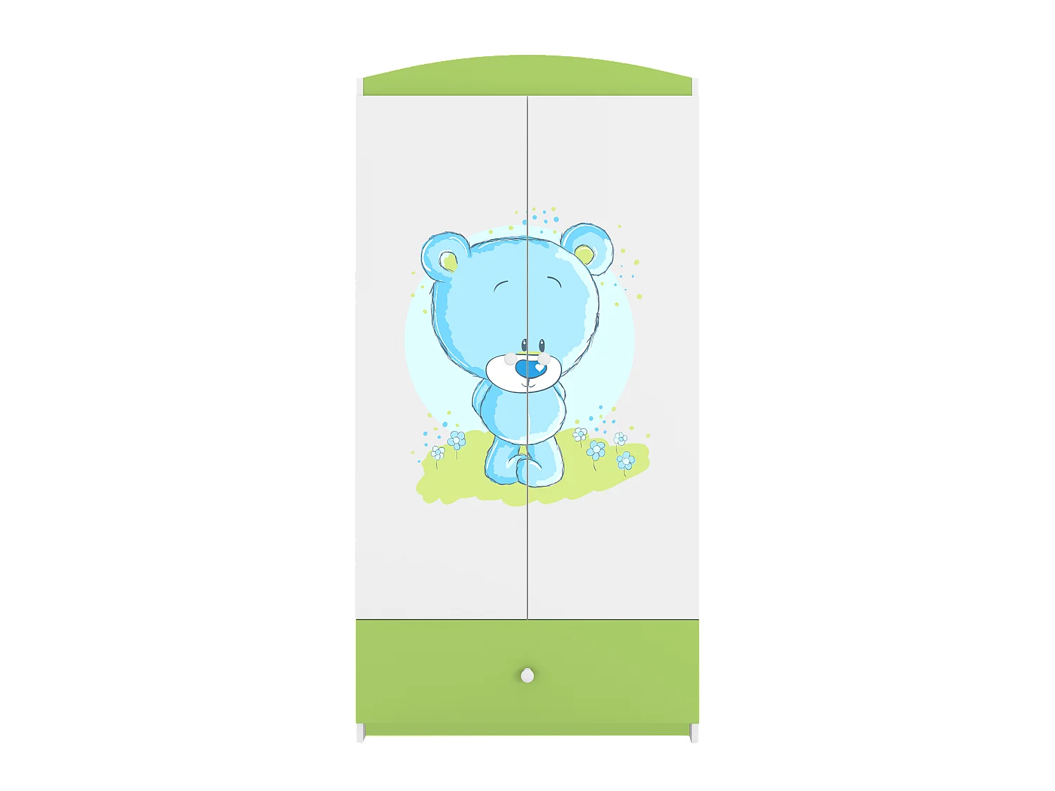Kinderkleiderschrank Babydreams Drehtürenschrank Kleiderschrank Blaubär Grün