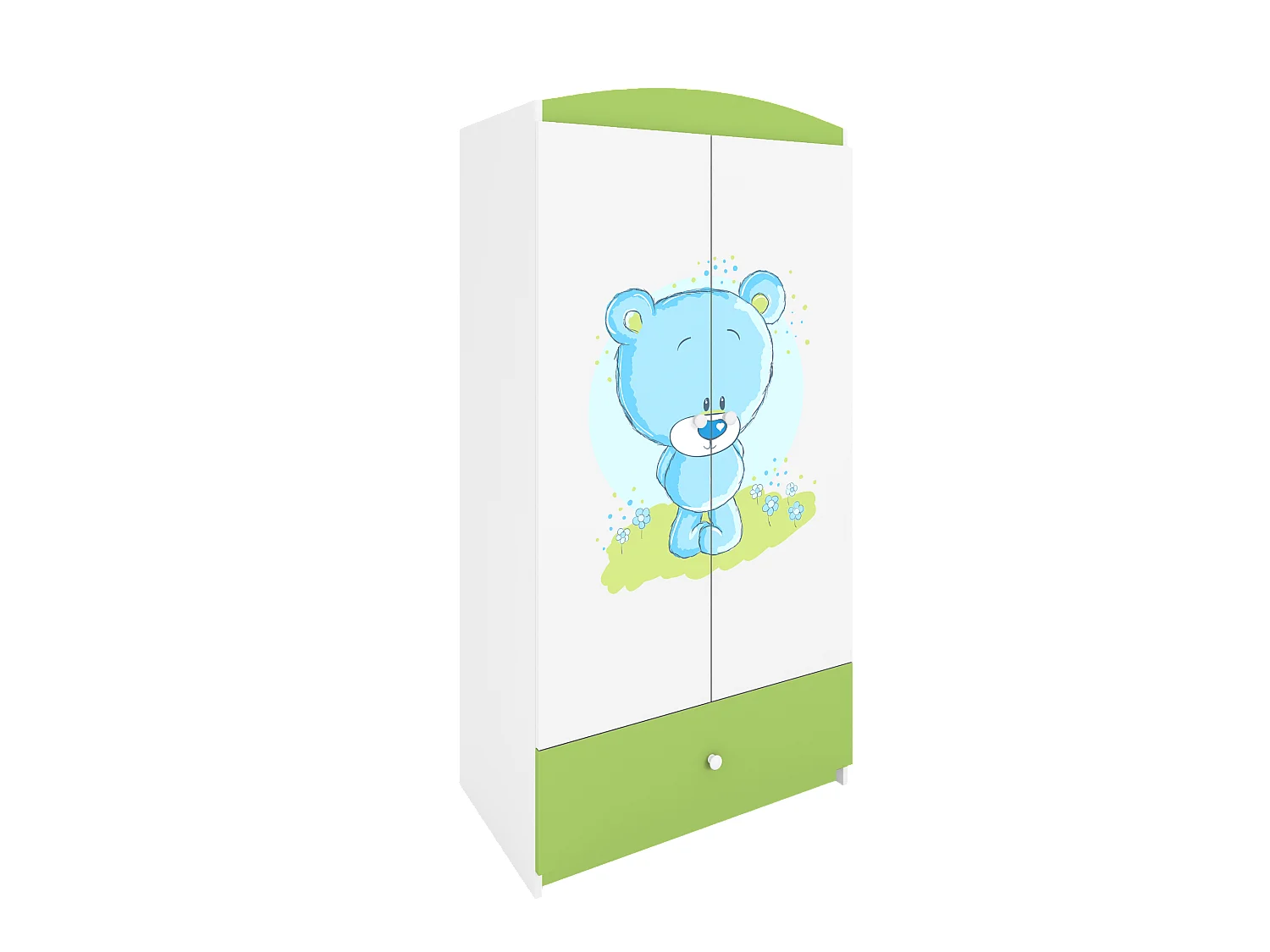 Kinderkleiderschrank Babydreams Drehtürenschrank Kleiderschrank Blaubär Grün