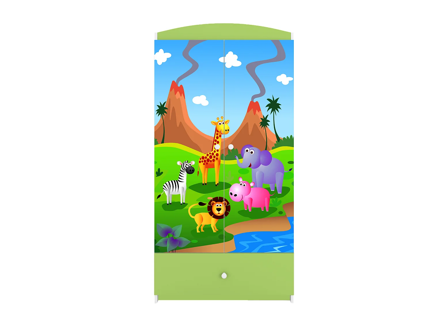 Kinderkleiderschrank Babydreams Drehtürenschrank Kleiderschrank Safari Grün