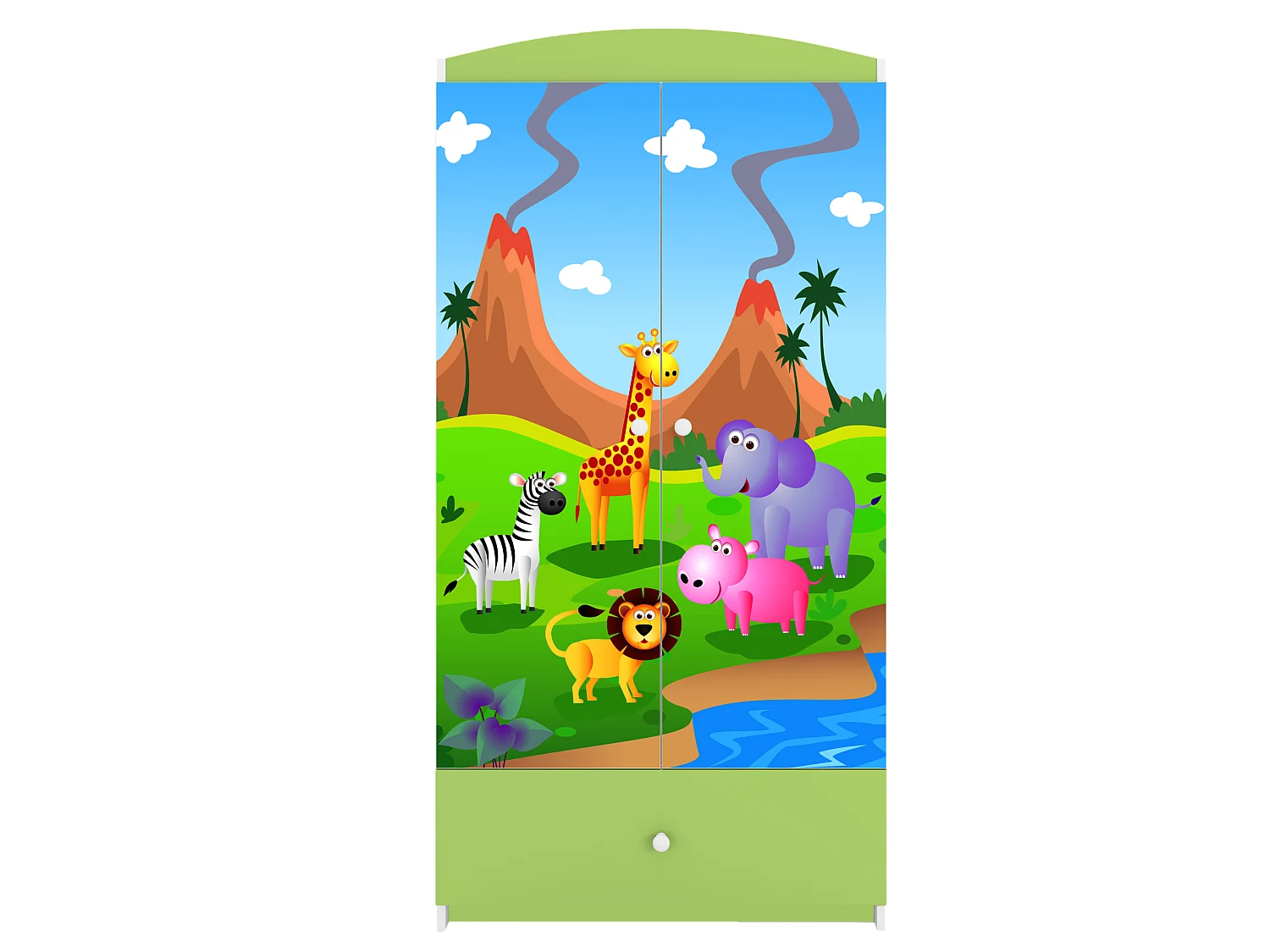 Kinderkleiderschrank Babydreams Drehtürenschrank Kleiderschrank Safari Grün