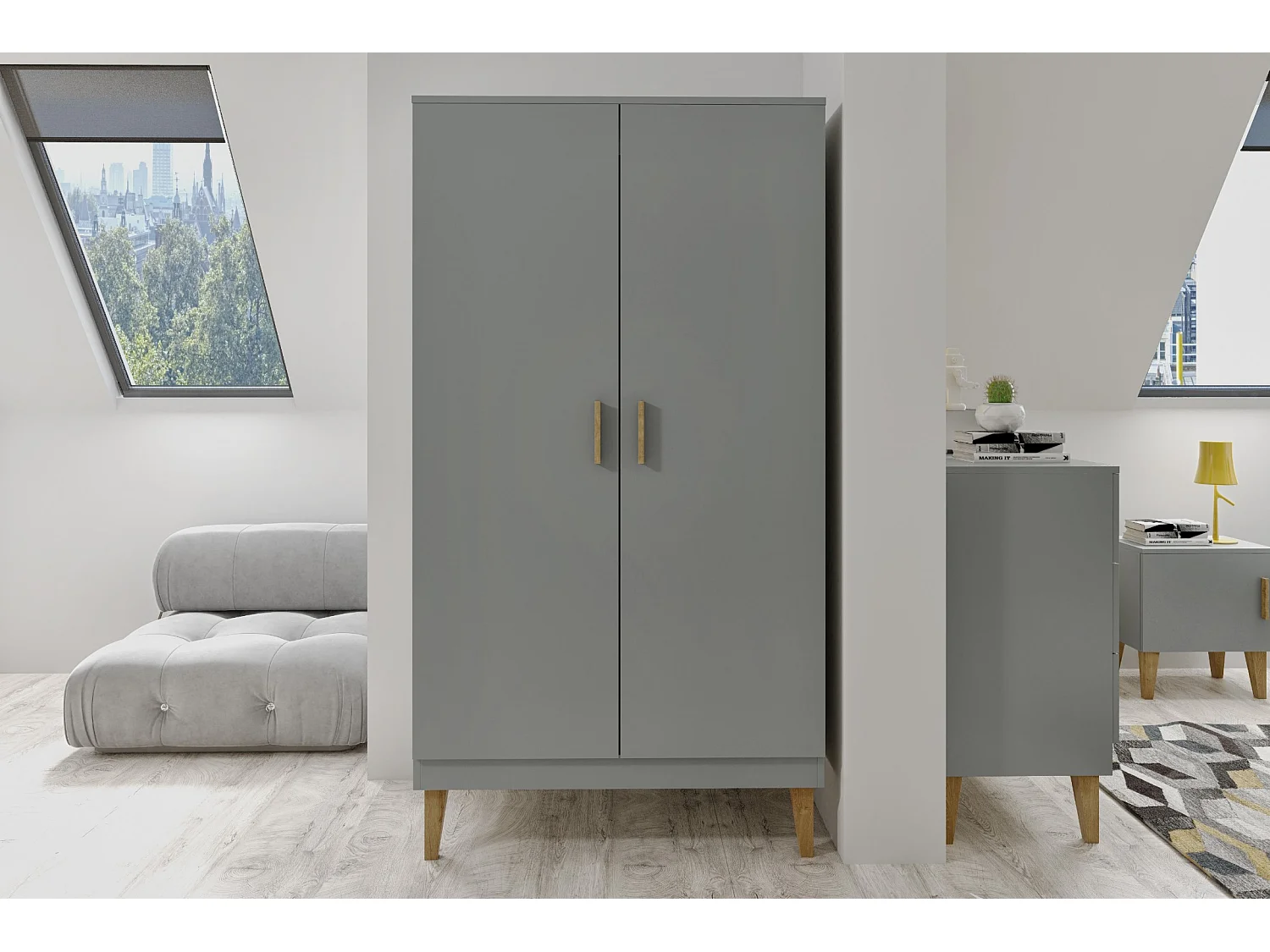 Kinderkleiderschrank Kubi Drehtürenschrank Kleiderschrank