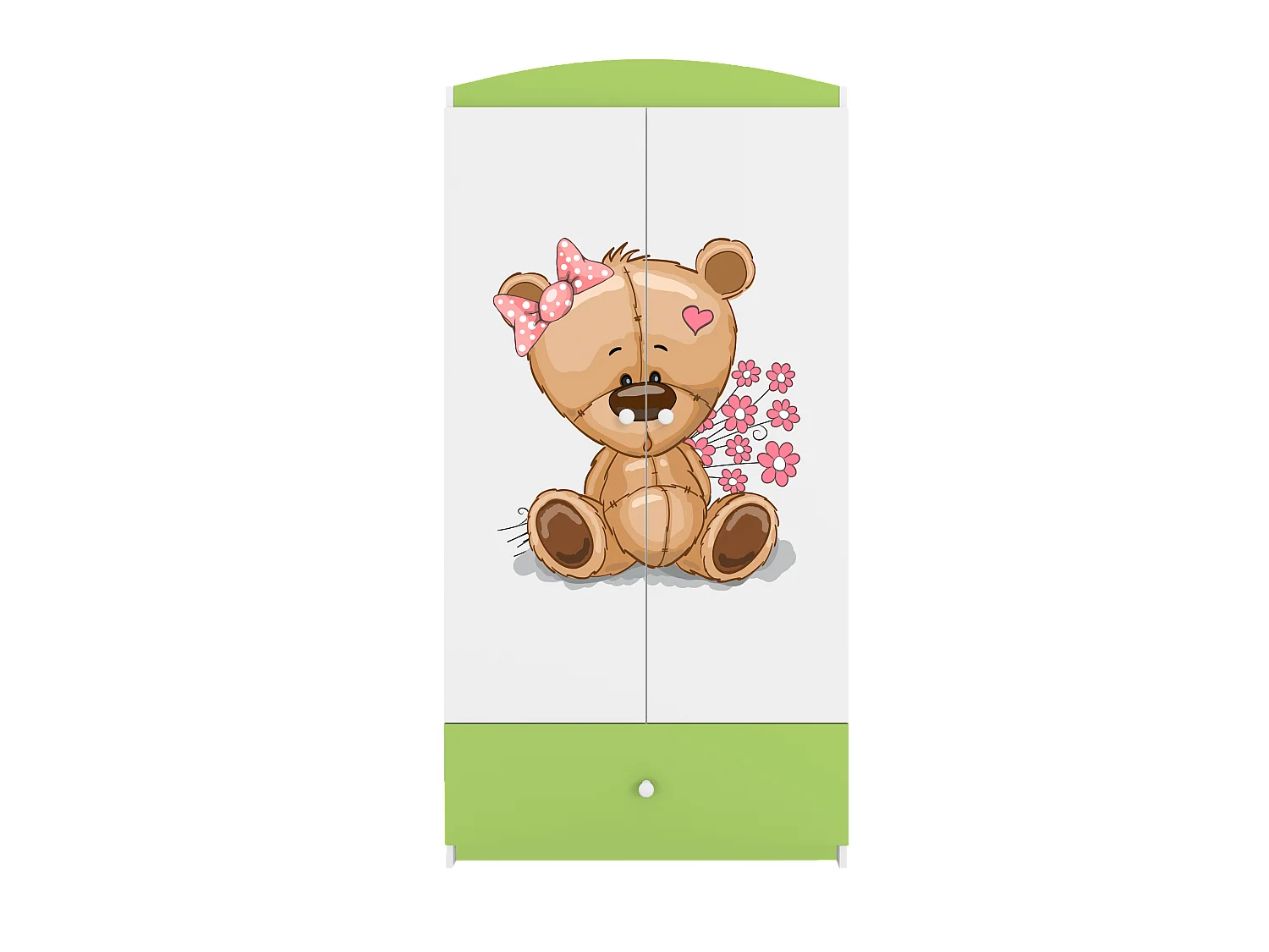 Kinderkleiderschrank Babydreams Drehtürenschrank Kleiderschrank Teddybär II Grün