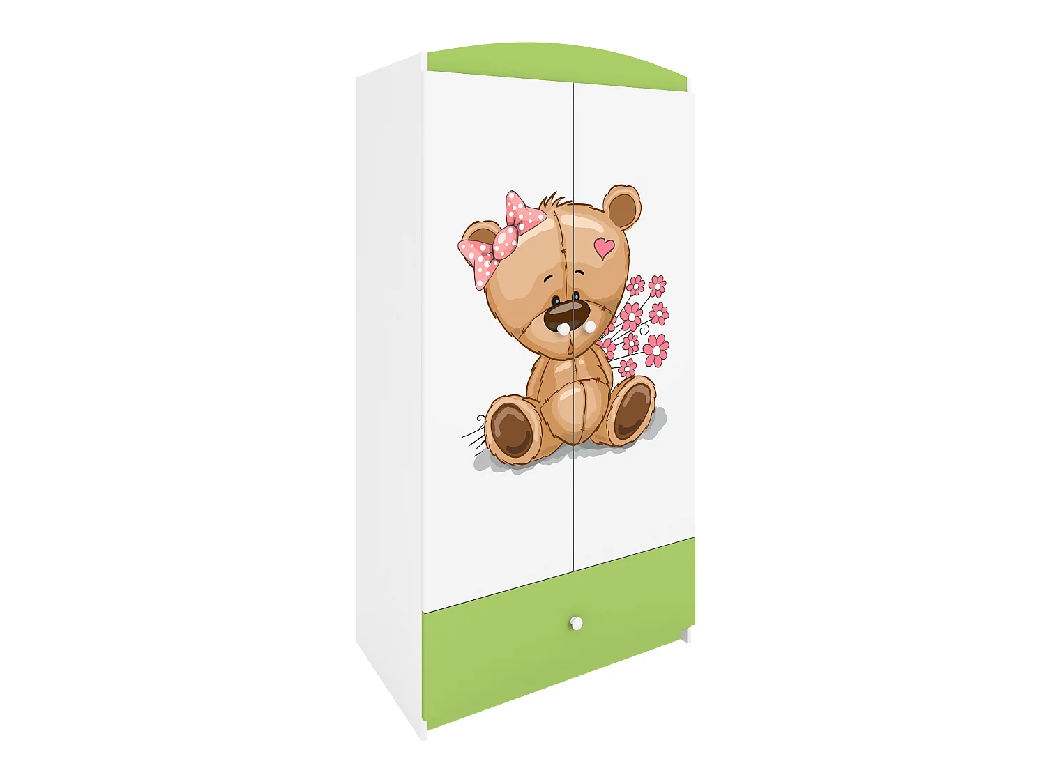 Kinderkleiderschrank Babydreams Drehtürenschrank Kleiderschrank Teddybär II Grün