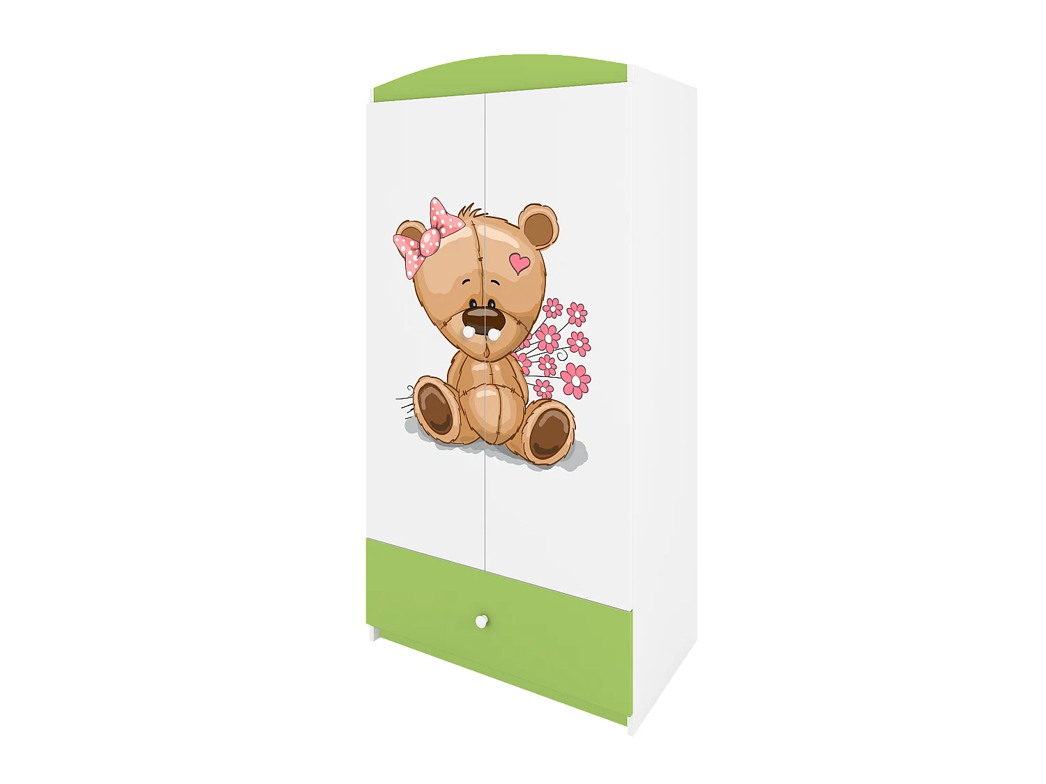 Kinderkleiderschrank Babydreams Drehtürenschrank Kleiderschrank Teddybär II Grün