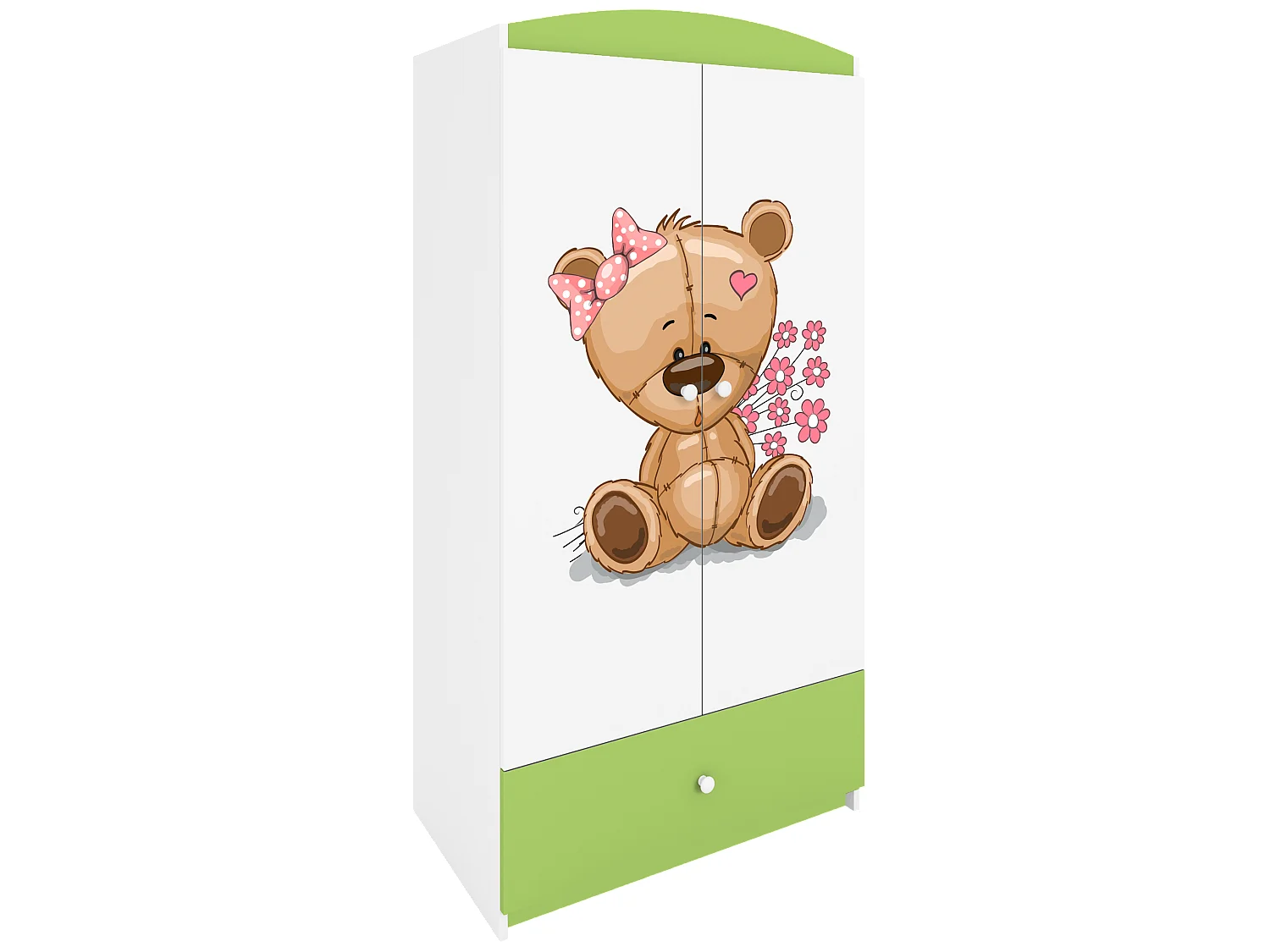 Kinderkleiderschrank Babydreams Drehtürenschrank Kleiderschrank Teddybär II Grün