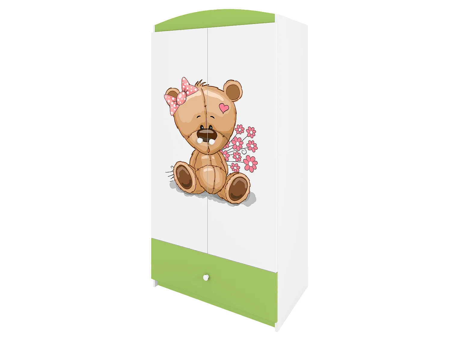 Kinderkleiderschrank Babydreams Drehtürenschrank Kleiderschrank Teddybär II Grün