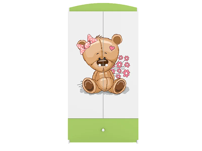 Kinderkleiderschrank Babydreams Drehtürenschrank Kleiderschrank Teddybär II Grün