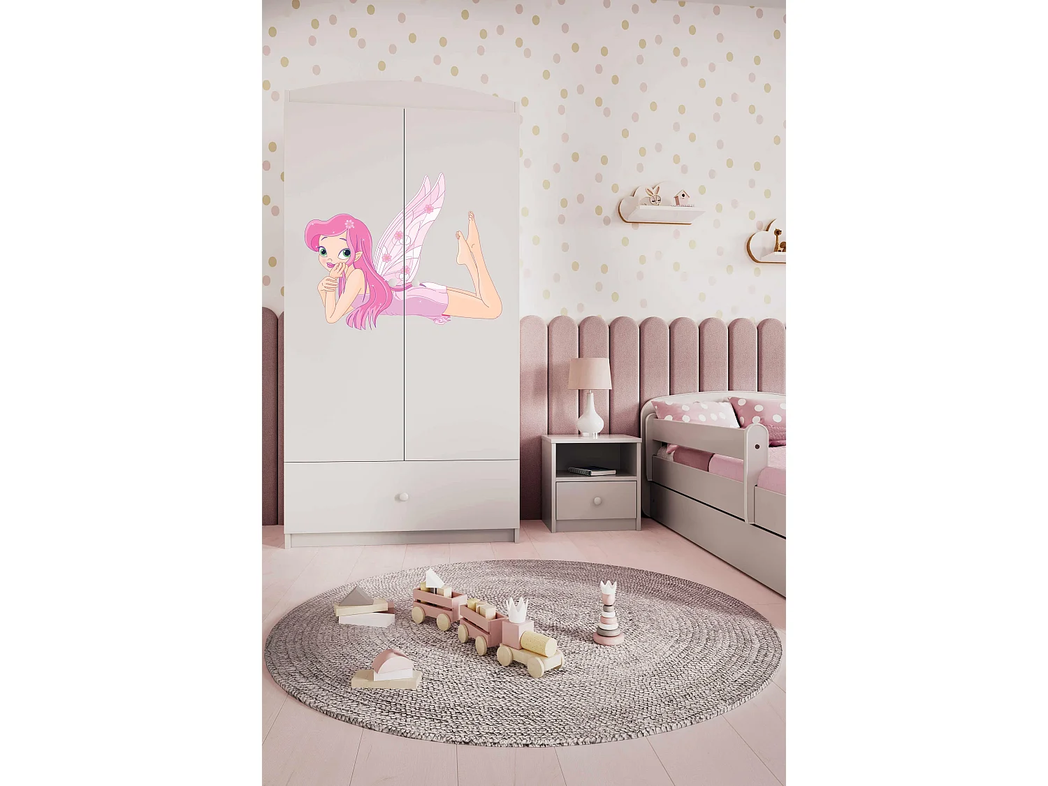 Kinderkleiderschrank Babydreams Drehtürenschrank Kleiderschrank Elfe II Weiß