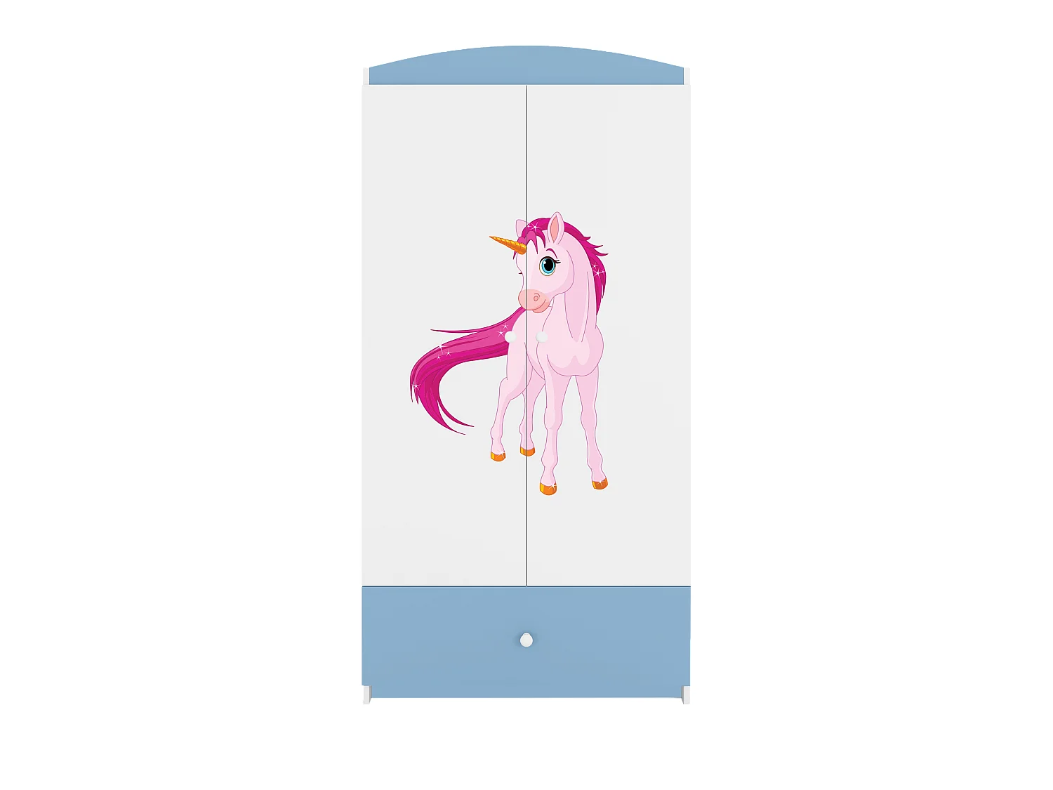 Kinderkleiderschrank Babydreams Drehtürenschrank Kleiderschrank Einhorn Blau