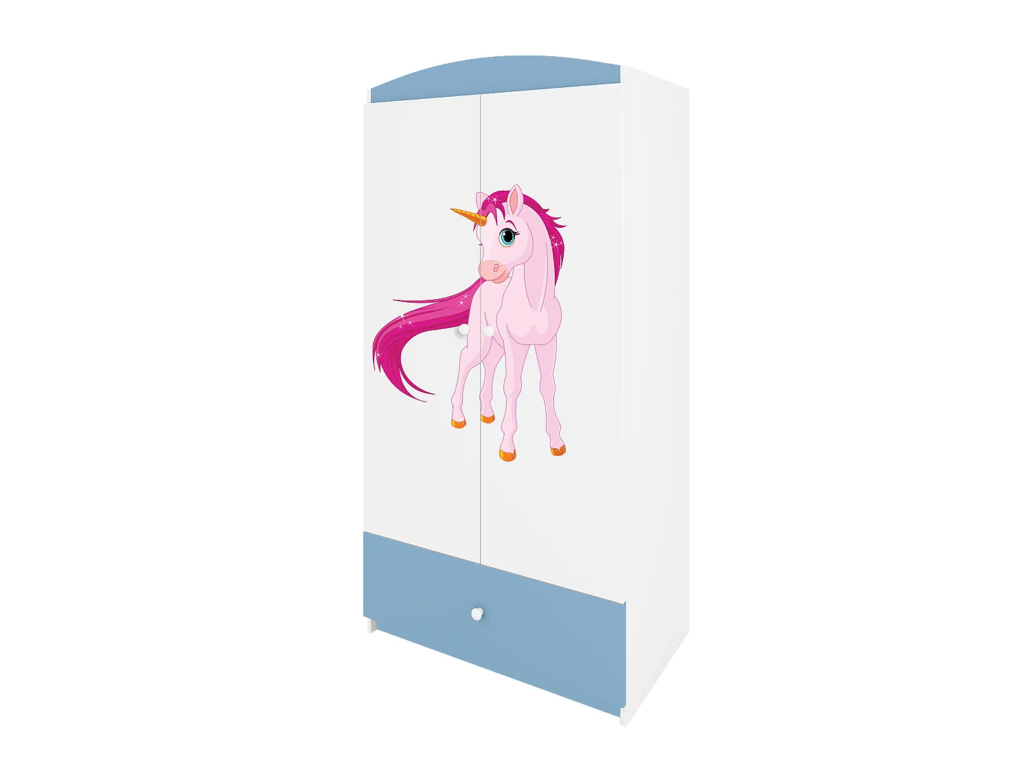 Kinderkleiderschrank Babydreams Drehtürenschrank Kleiderschrank Einhorn Blau