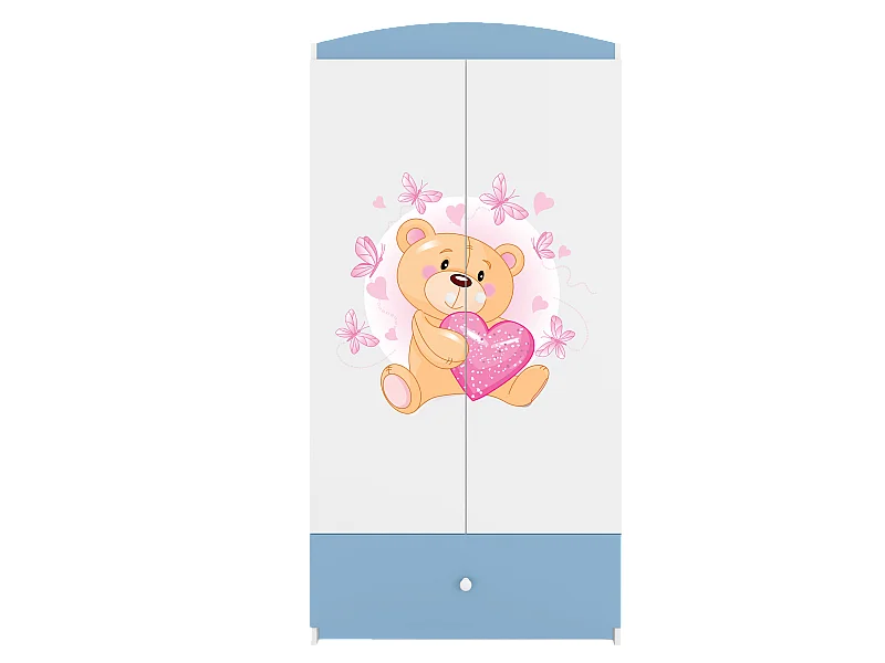 Kinderkleiderschrank Babydreams Drehtürenschrank Kleiderschrank Teddybär I Blau