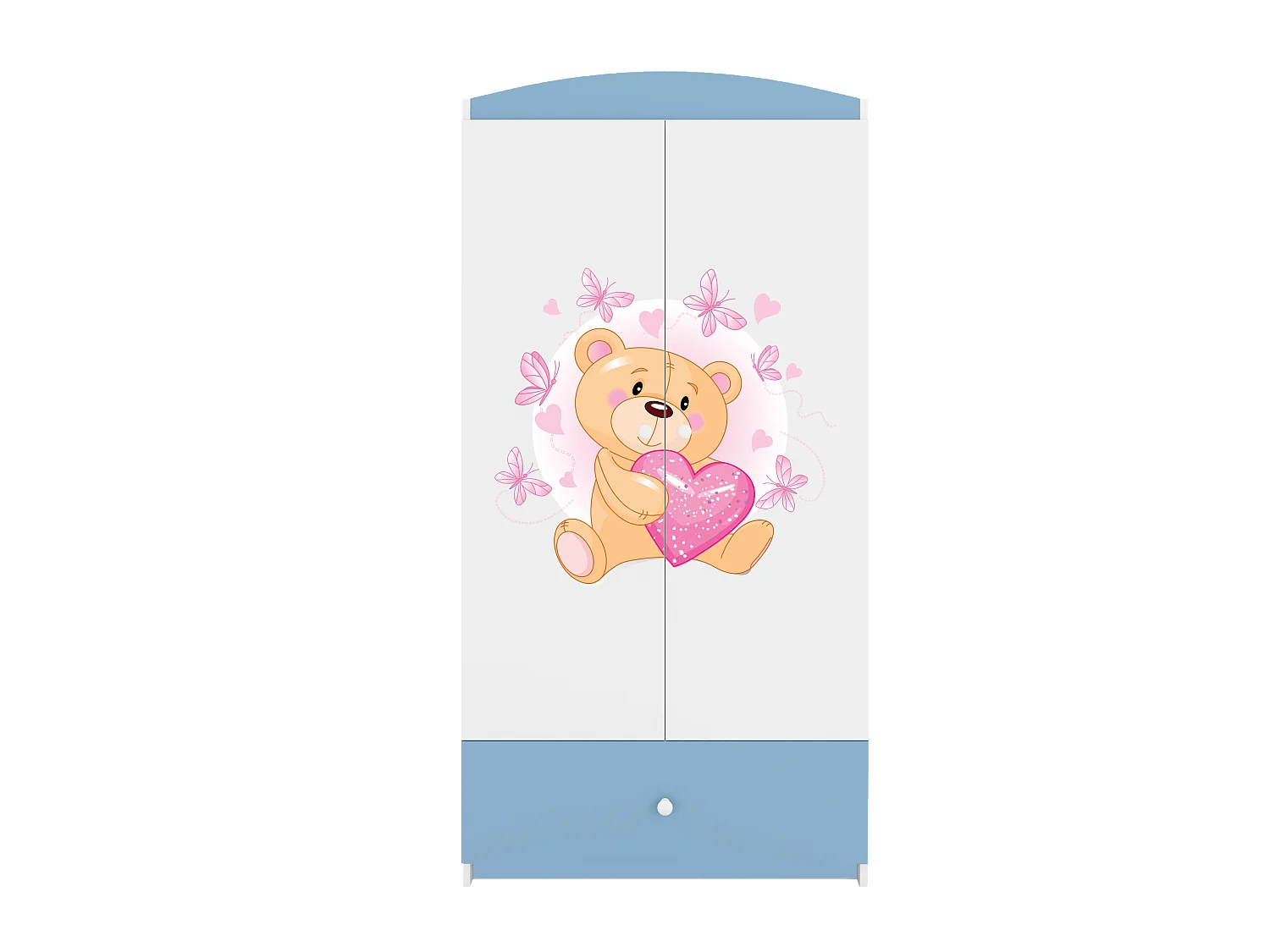 Kinderkleiderschrank Babydreams Drehtürenschrank Kleiderschrank Teddybär I Blau