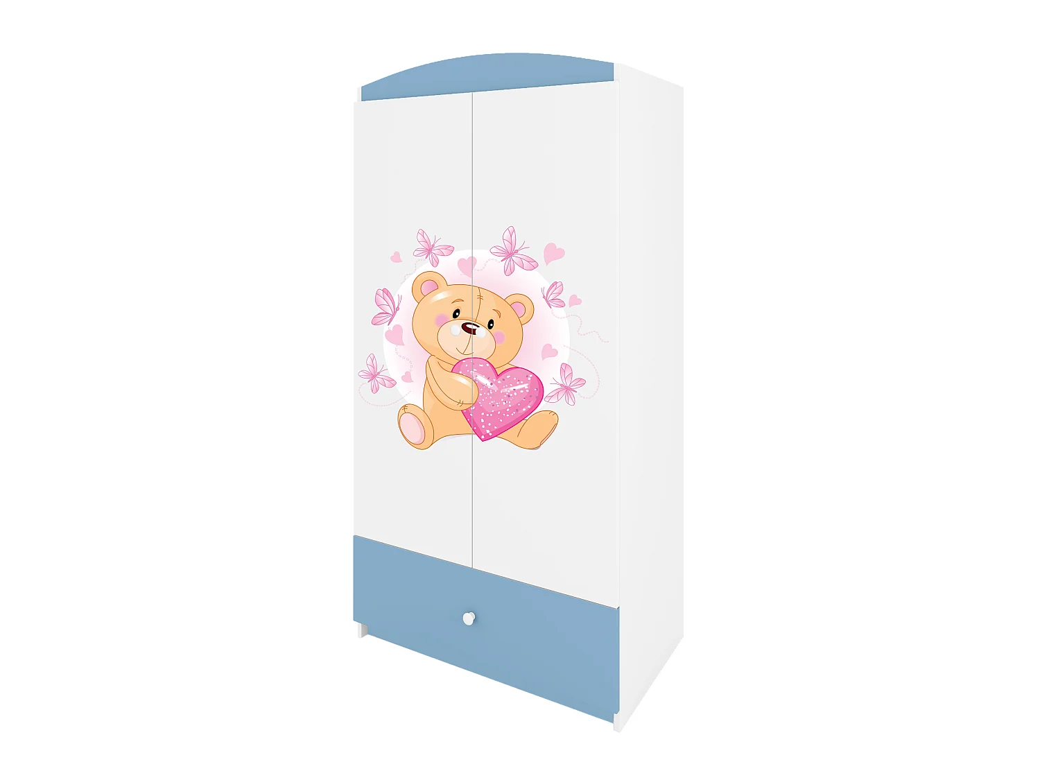 Kinderkleiderschrank Babydreams Drehtürenschrank Kleiderschrank Teddybär I Blau
