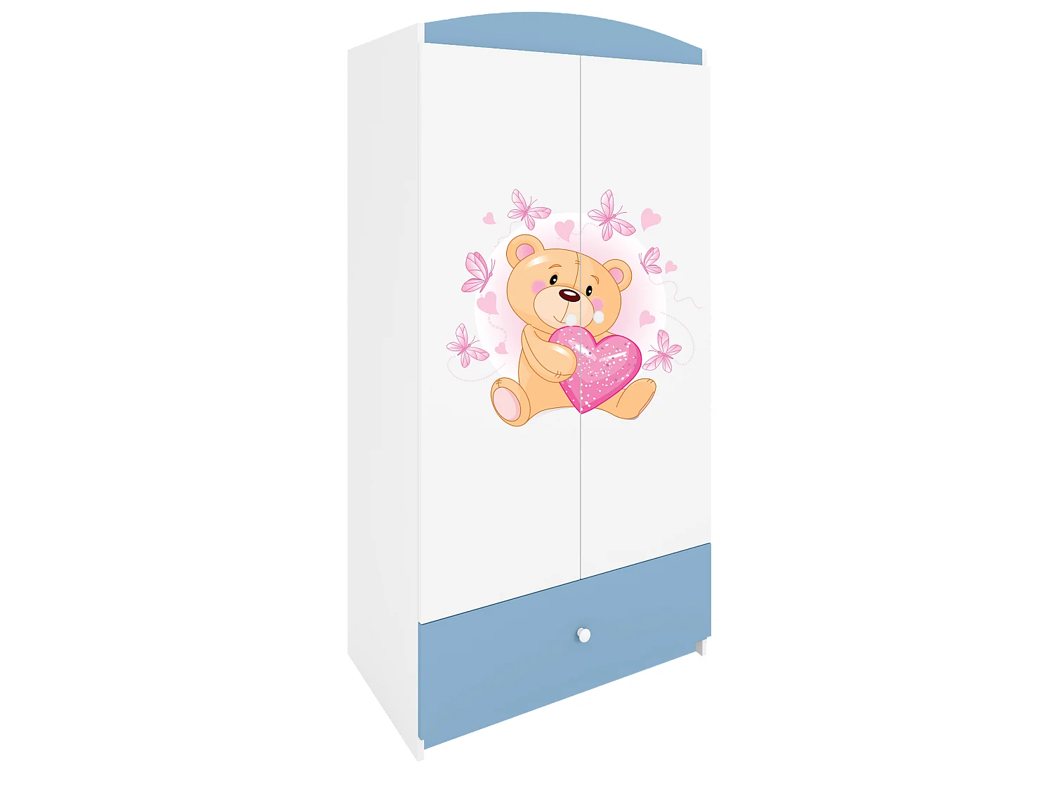 Kinderkleiderschrank Babydreams Drehtürenschrank Kleiderschrank Teddybär I Blau