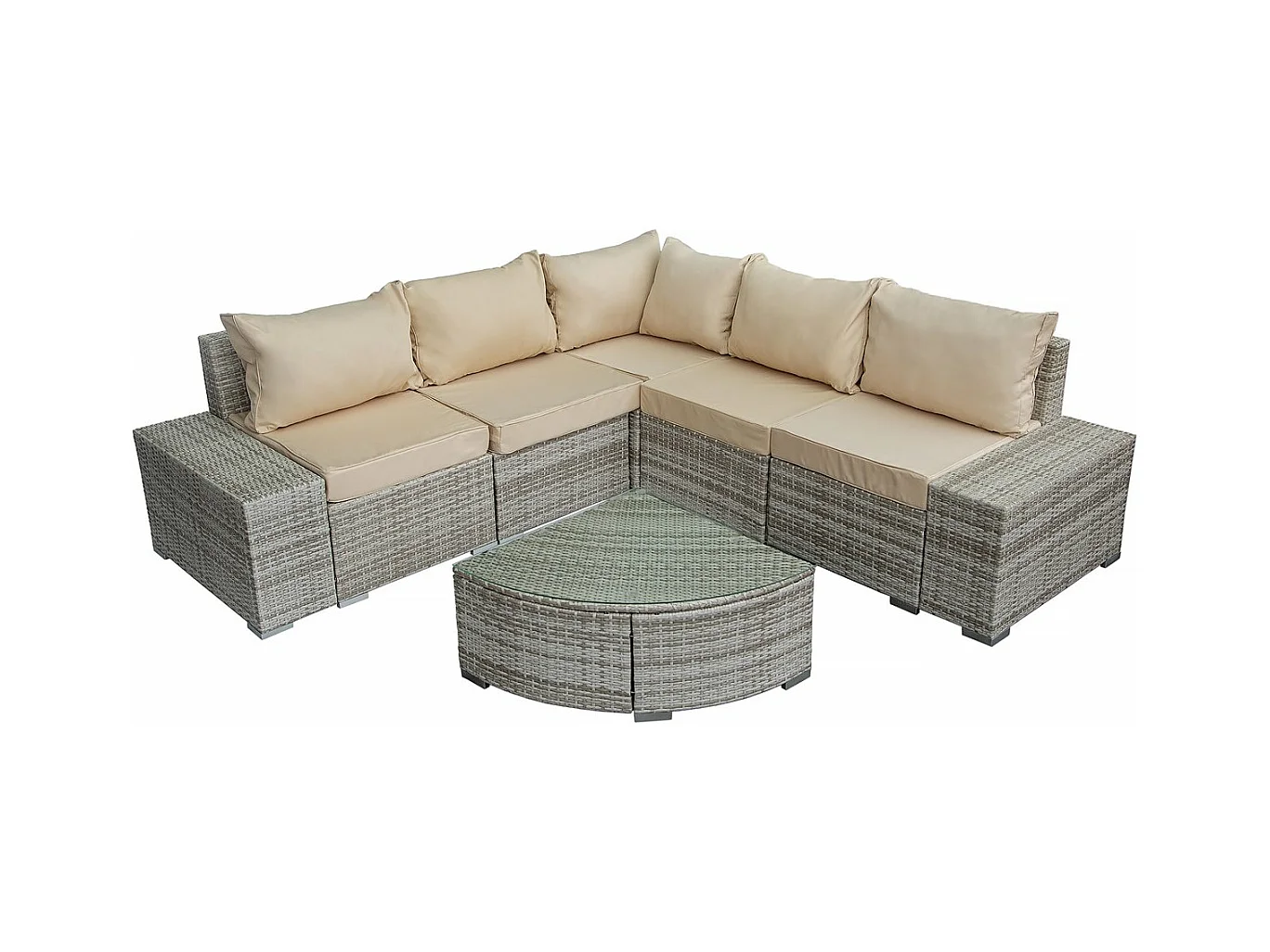 Gartenmöbel aus geflochtenem Kunststoff "Milo" – 5 Plätze – Grau