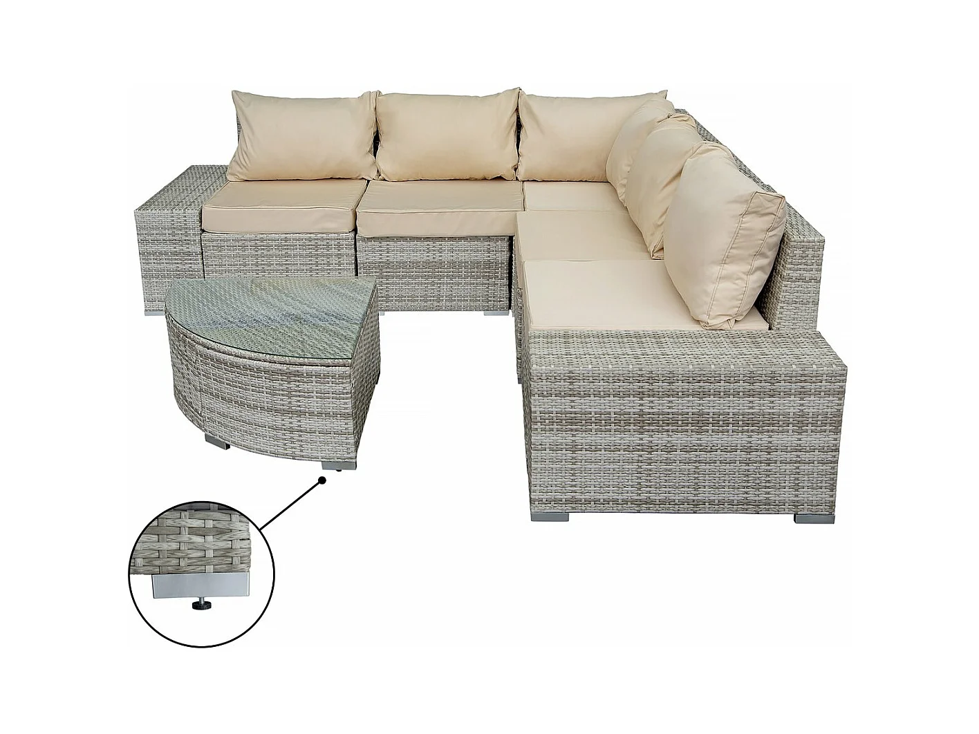 Gartenmöbel aus geflochtenem Kunststoff "Milo" – 5 Plätze – Grau