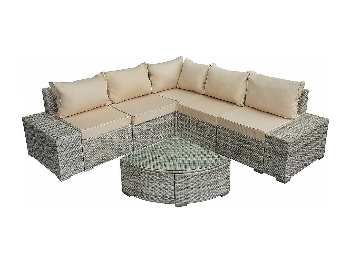 Salon de jardin en résine tressée "Milo" - 5 places - Gris