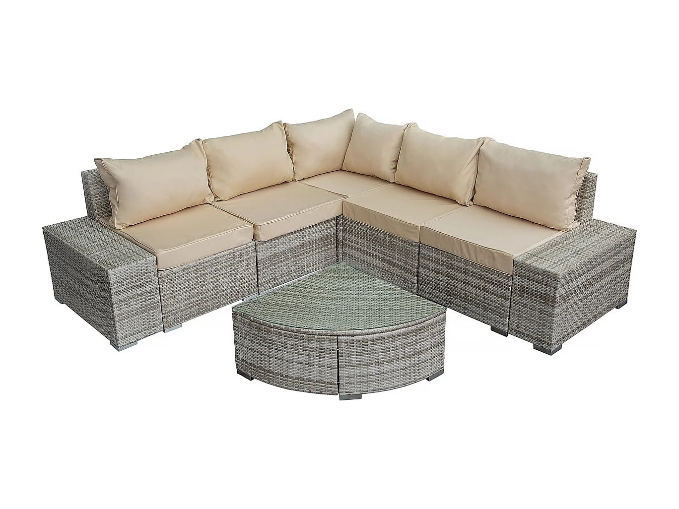 Conjunto de jardim em vime sintético "Milo" 5 lugares Cinzento Moderno e Elegante