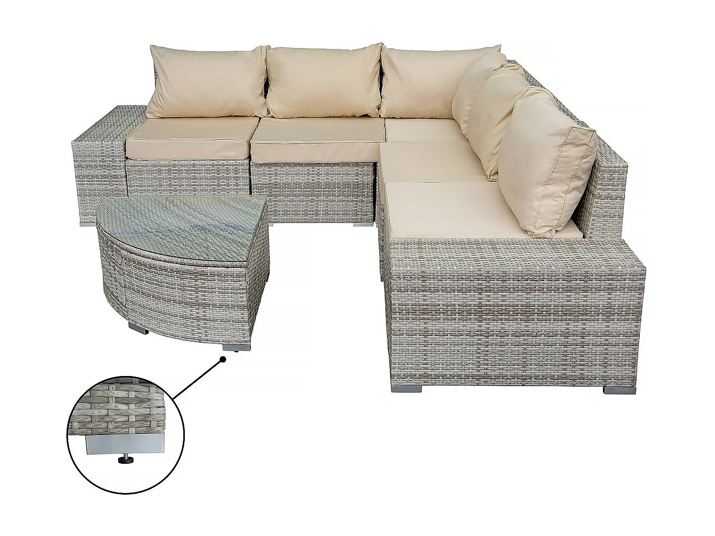 Conjunto de jardim em vime sintético "Milo" 5 lugares Cinzento Moderno e Elegante