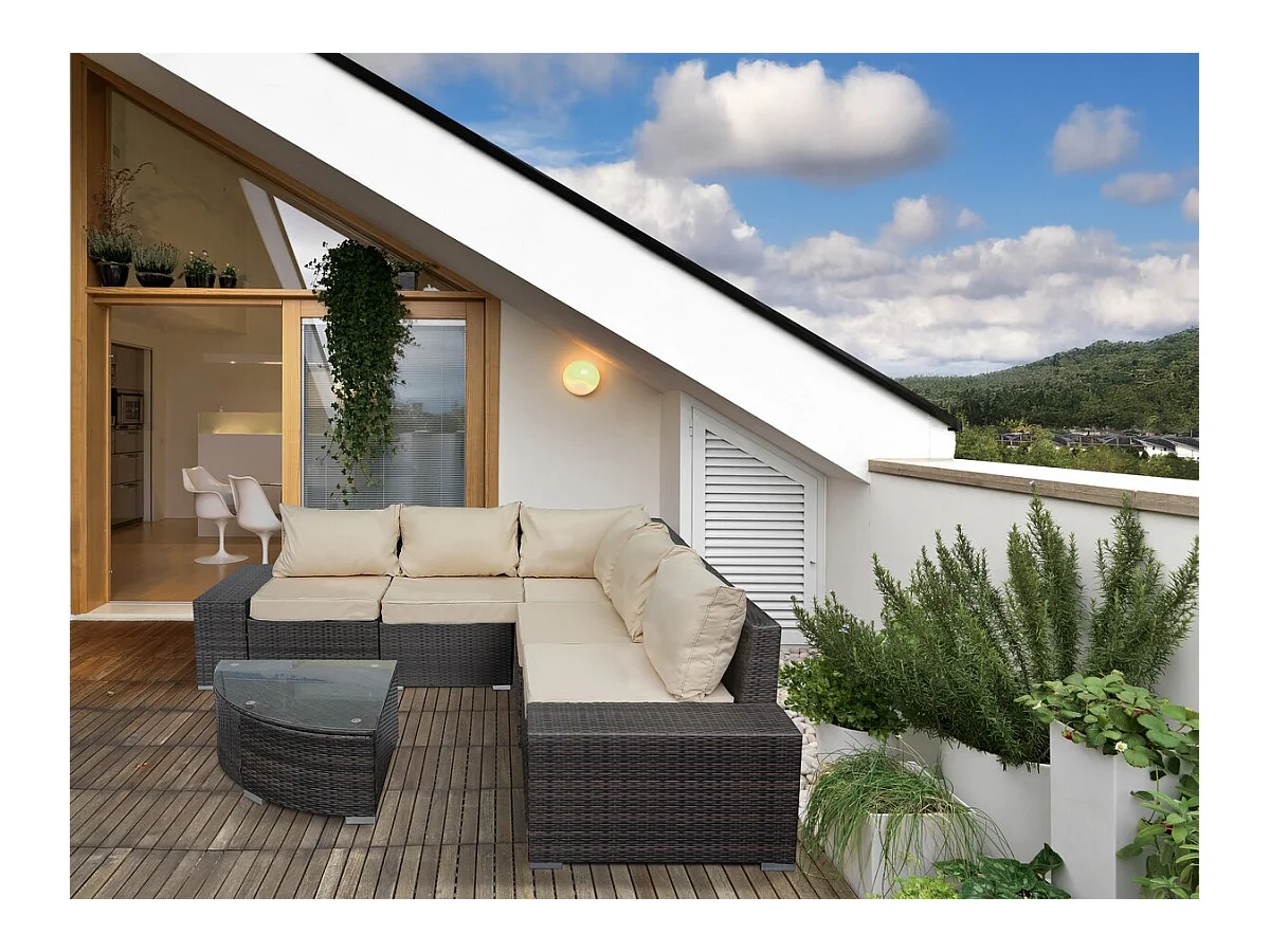 Gartenmöbel aus geflochtenem Kunststoff "Zelda" – 5 Plätze – Braun