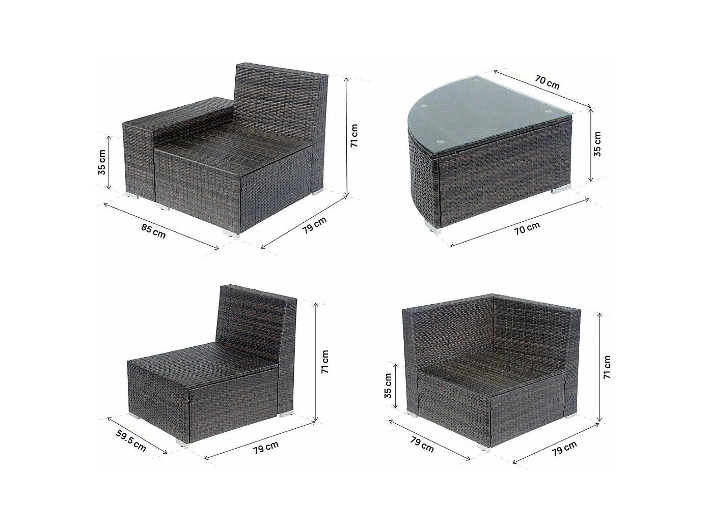 Gartenmöbel aus geflochtenem Kunststoff "Zelda" – 5 Plätze – Braun