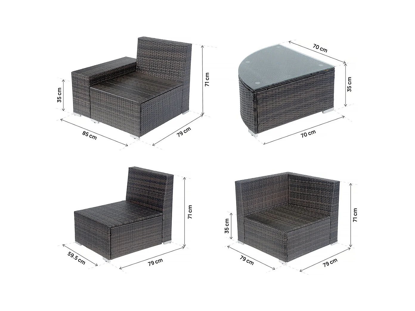 Komplet mebli ogrodowych z żywicy plecionej "Zelda" 5 miejsc Brązowy Nowoczesny i Elegancki