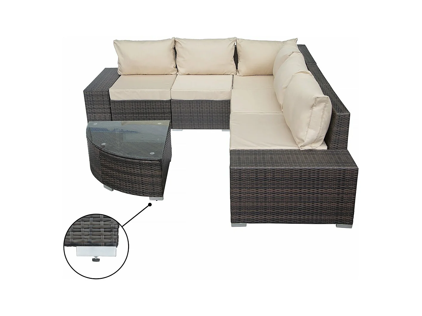 Komplet mebli ogrodowych z żywicy plecionej "Zelda" 5 miejsc Brązowy Nowoczesny i Elegancki