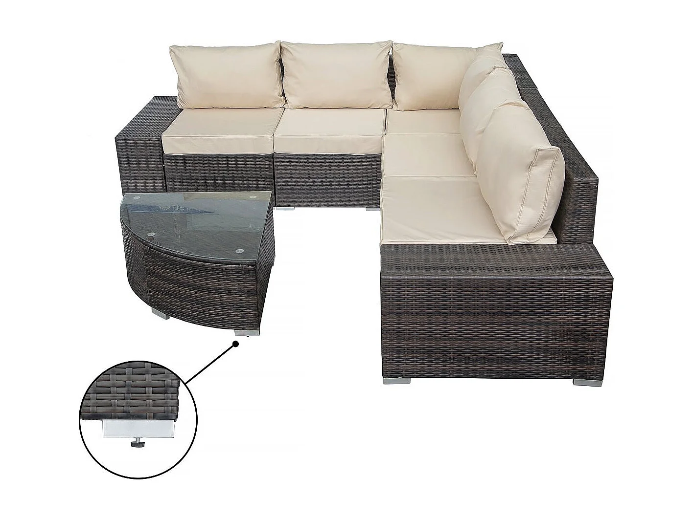 Loungeset van gevlochten kunsthars "Zelda" 5 plaatsen Bruin Modern en Elegant