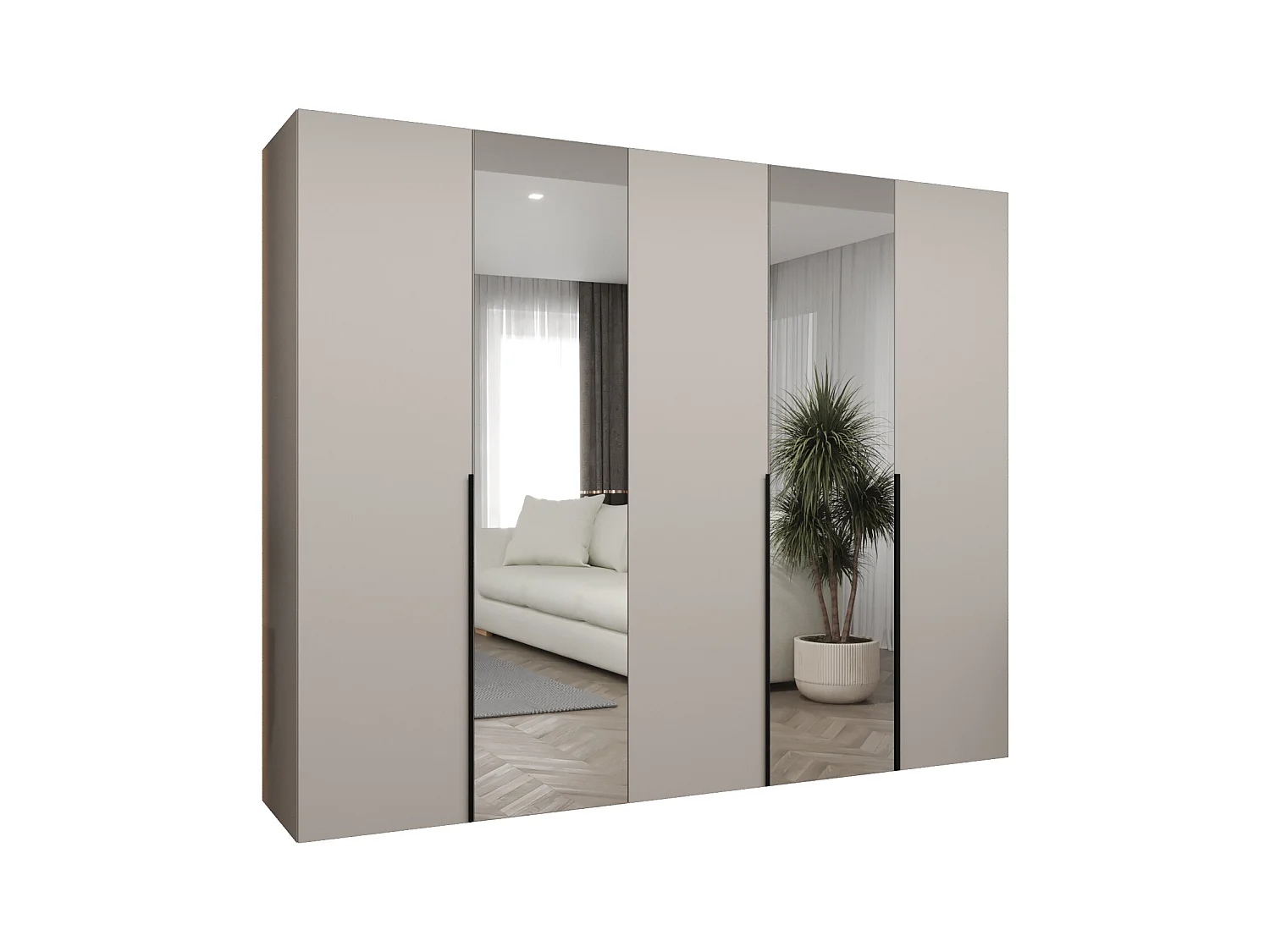 Armoire à portes battantes Alicante 2 202/250/52 5 portes (cachemire/noir)