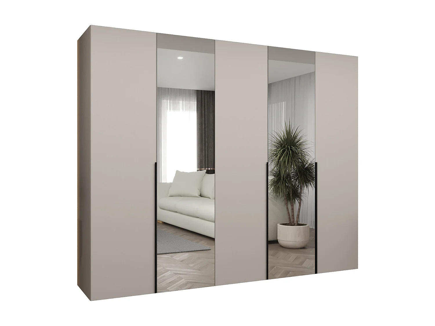 Armoire à portes battantes Alicante 2 202/250/52 5 portes (cachemire/noir)