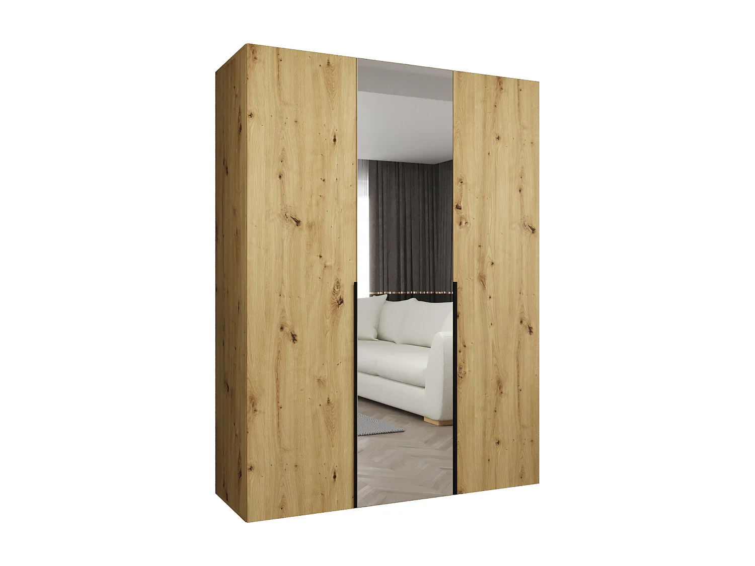 Draaideurkast Alicante 2 202/150/52 3-deurs  (artisan/zwart)