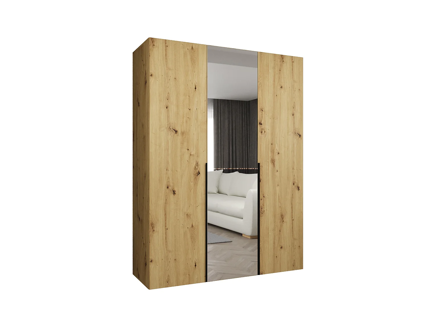 Drehtürenschrank Alicante 2 202/150/52 3-türig (Artisan Eiche|Schwarz)