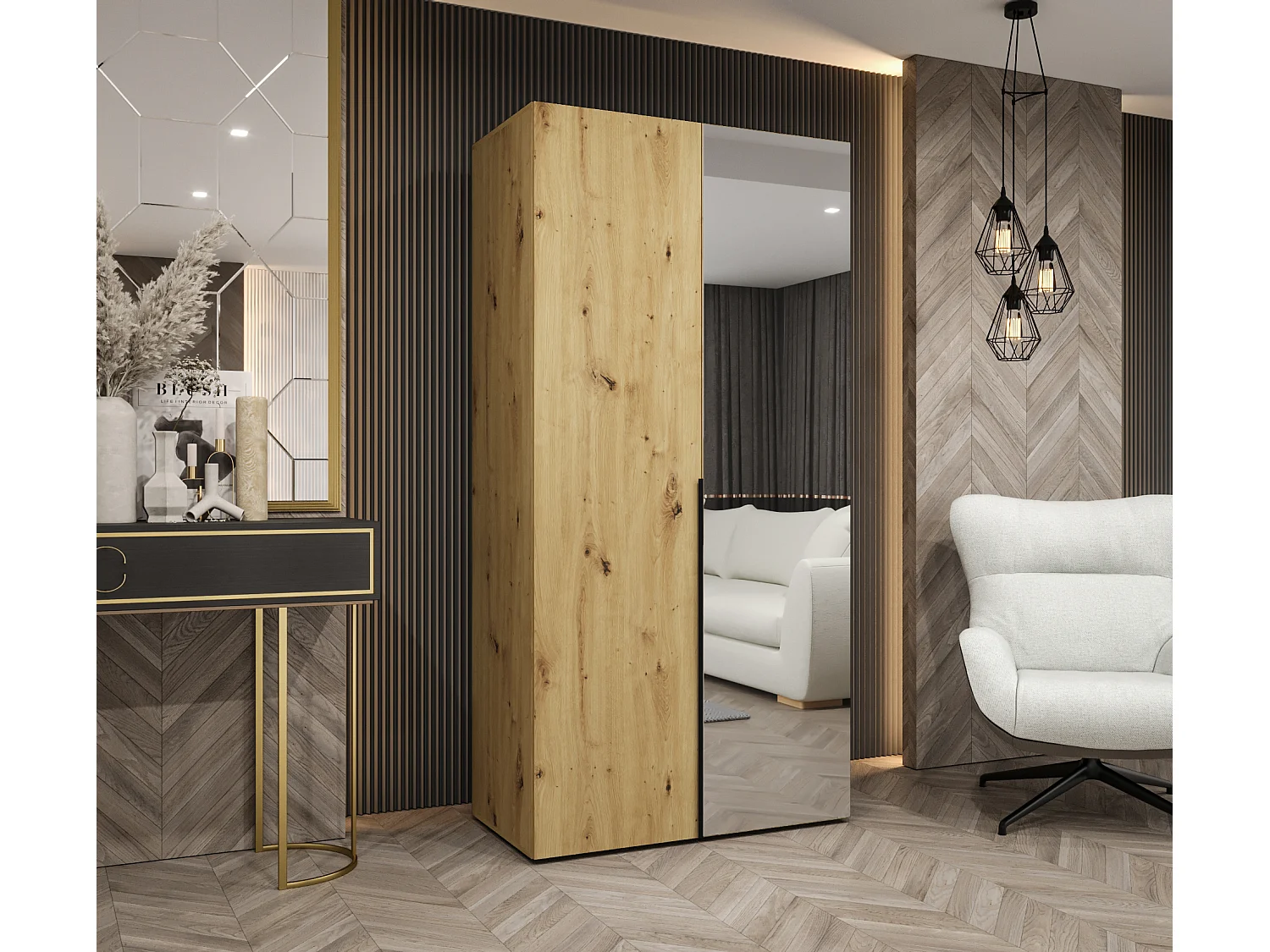 Armoire à portes battantes Alicante 2 202/100/52 2 portes (artisan/noir)