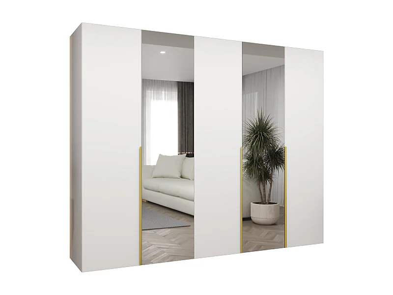 Armoire à portes battantes Alicante 2 202/250/52 5 portes (blanc/doré)