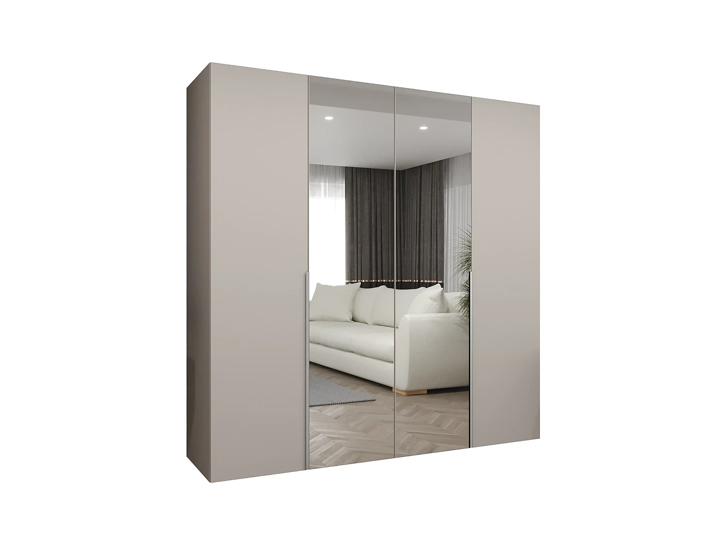 Drehtürenschrank Alicante 2 202/200/52 4-türig (Kaschmir|Kaschmir)