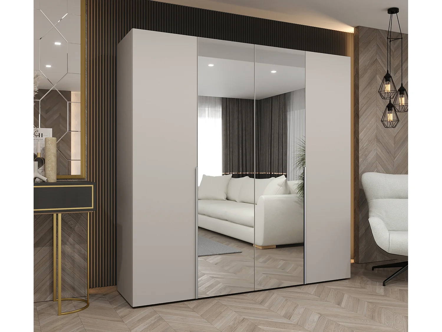 Armoire à portes battantes Alicante 2 202/200/52 4 portes (cachemire/cachemire)