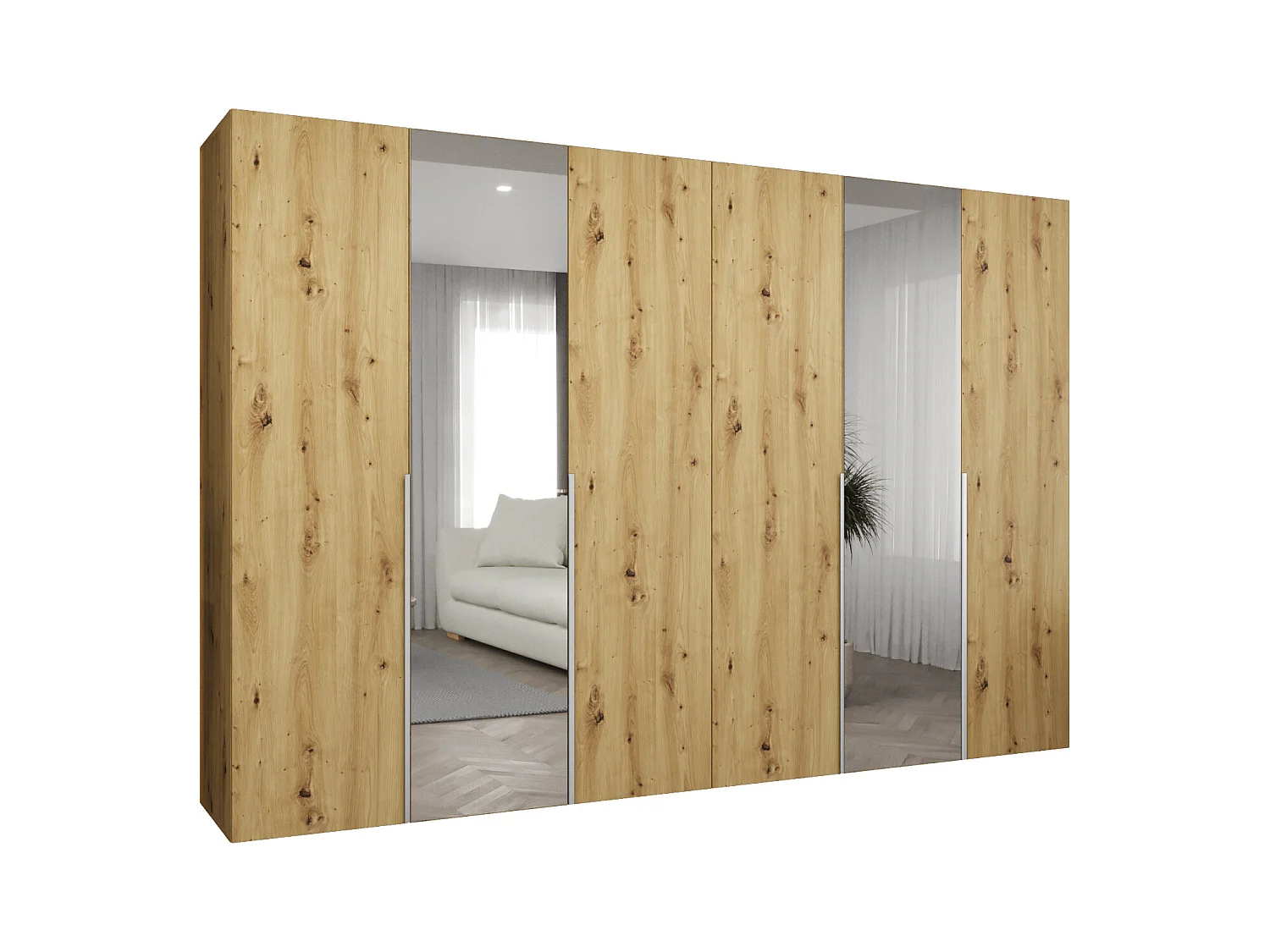 Armoire à portes battantes Alicante 2 202/300/52 6 portes (artisan/cachemire)