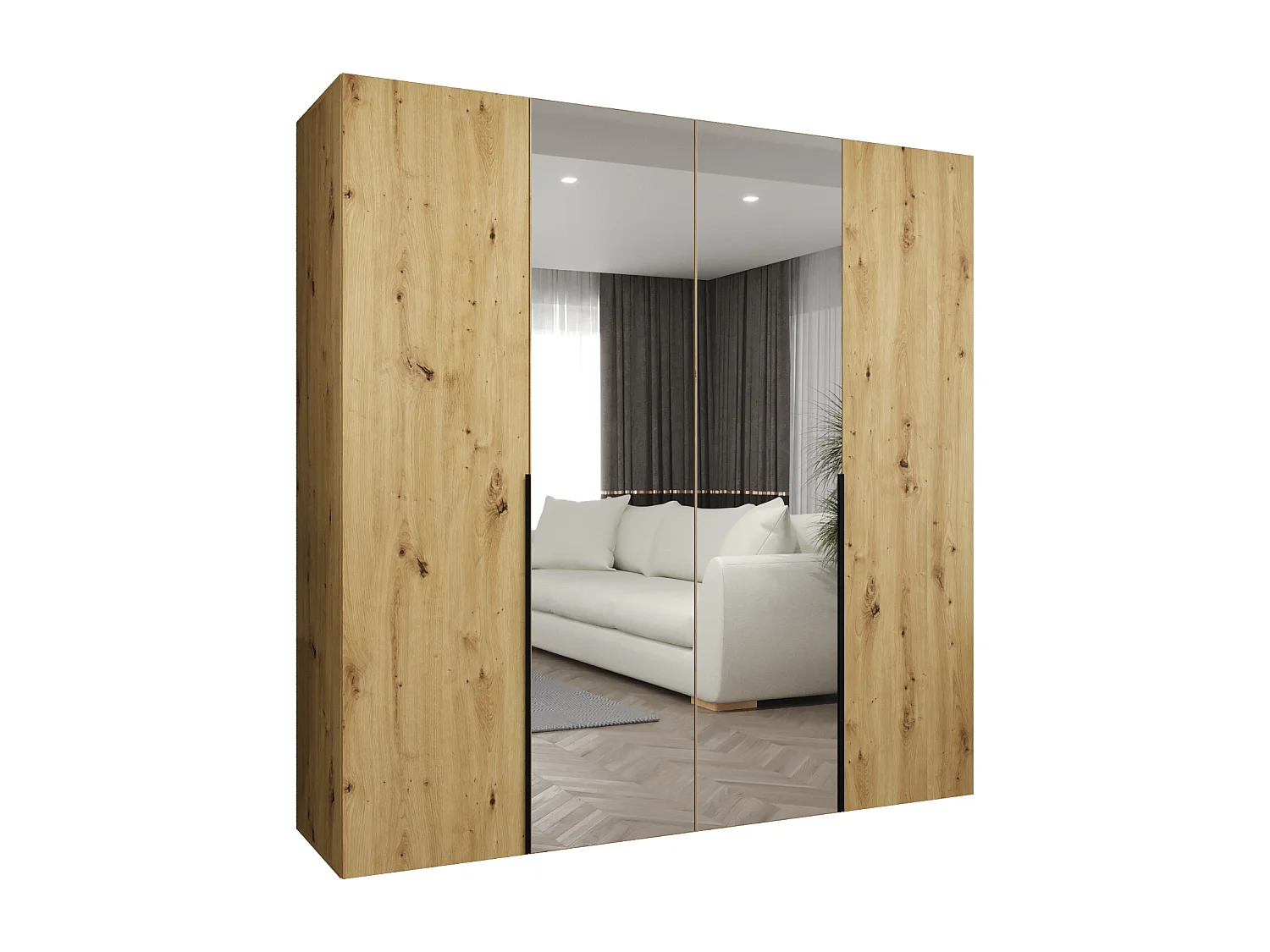 Draaideurkast Alicante 2 202/200/52 4-deurs  (artisan/zwart)